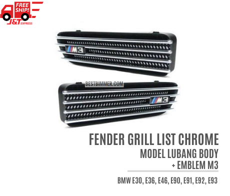 Fender Grill List Chrome Lubang Body + Emblem M3