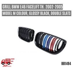 Grill BMW E46 Facelift Th. 2002-2005 Model M Colour Warna Glossy Black, Double Slats